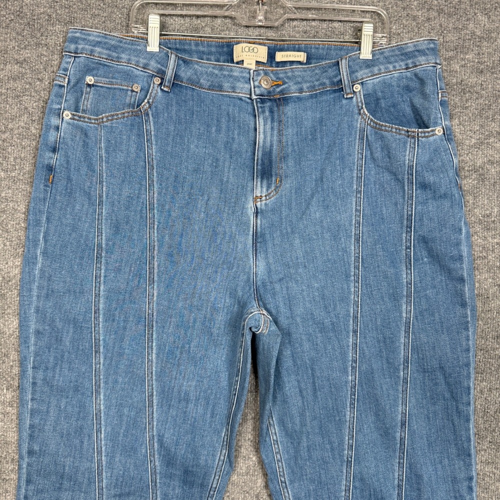 New LOGO by Lori Goldstein Plus Size 20W Tall Jeans Indigo Seamed Cropped Pocket - Picture 3 of 10